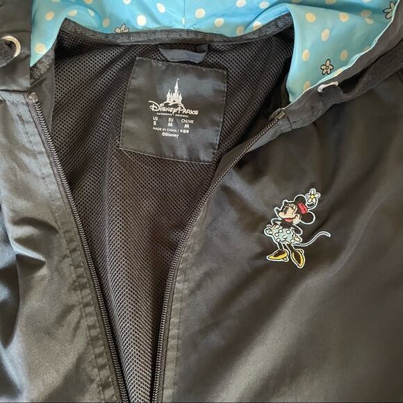 Vintage Walt Disney EMBROIDERED FLORAL Minnie Mouse Black Park Rain Jacket Small - Picture 6 of 13